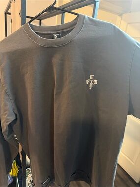Designers Originals Black Long Sleeve Shirt with White Logo Embroidery